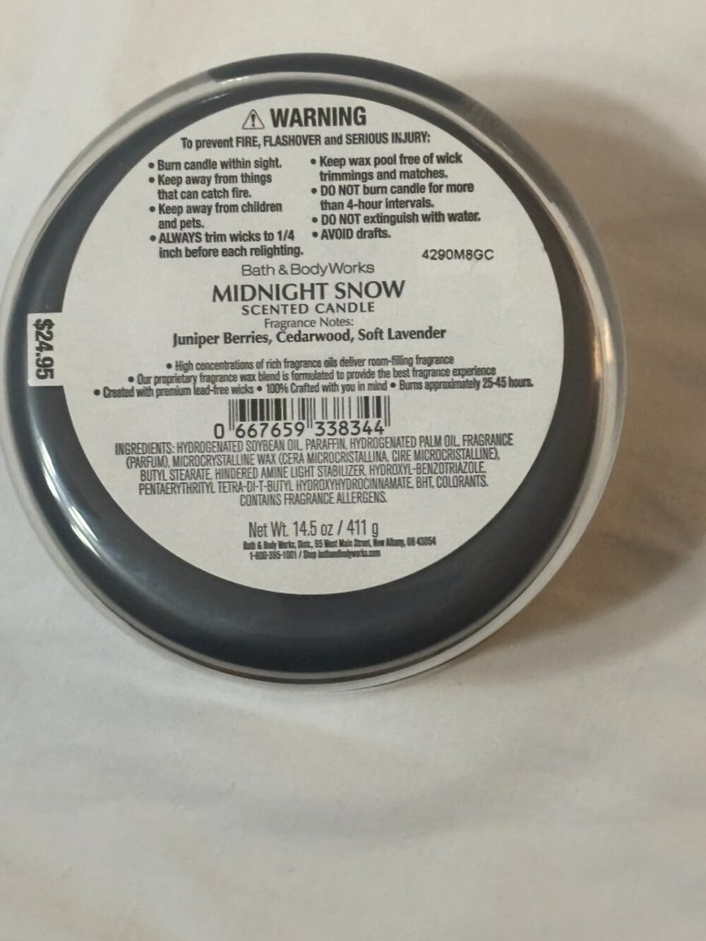 Bath & Body Works Midnight Snow 3-Wick Candle 14.5oz - NEW - Picture 4 of 6